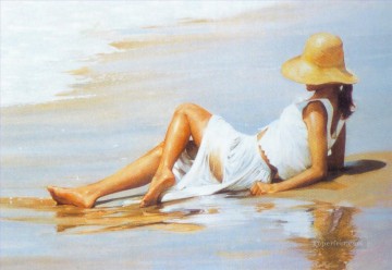chica en la playa Pinturas al óleo